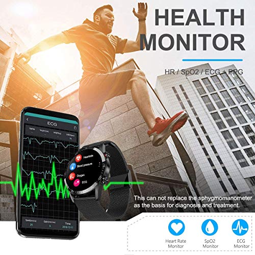 Voigoo Smartwatch Pantalla táctil de 1,3", IP68 Impermeable Reloj Inteligente con ECG,Llamada Bluetooth, Reloj de Fitness con Podómetro Smartwatch Mujer Hombre para iOS Android