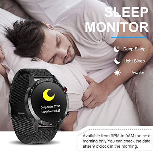 Voigoo Smartwatch Pantalla táctil de 1,3", IP68 Impermeable Reloj Inteligente con ECG,Llamada Bluetooth, Reloj de Fitness con Podómetro Smartwatch Mujer Hombre para iOS Android