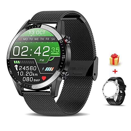 Voigoo Smartwatch Pantalla táctil de 1,3", IP68 Impermeable Reloj Inteligente con ECG,Llamada Bluetooth, Reloj de Fitness con Podómetro Smartwatch Mujer Hombre para iOS Android