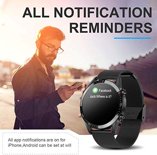 Voigoo Smartwatch Pantalla táctil de 1,3", IP68 Impermeable Reloj Inteligente con ECG,Llamada Bluetooth, Reloj de Fitness con Podómetro Smartwatch Mujer Hombre para iOS Android