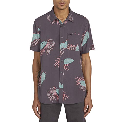 Volcom Bermuda S/S Camisa, Hombre, Dark Charcoal, L