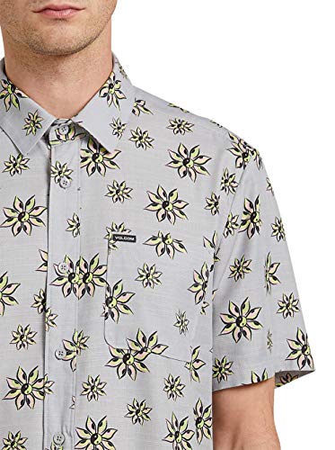 Volcom Burch Bloom S/S Camisa, Hombre, Tower Grey, M