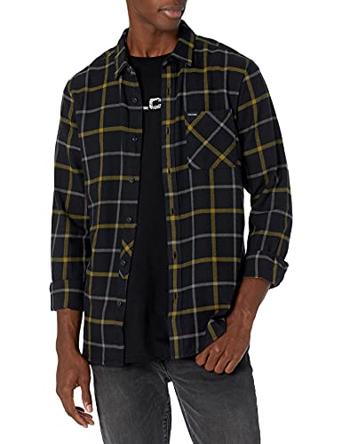 Volcom Camisa de Manga Larga Marca Modelo Caden Plaid LS, Black, M