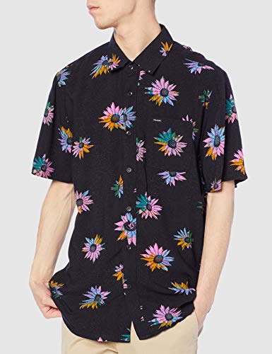 Volcom Pleasure Cruise Short Sleeve Button Down Shirt Camisa Abotonada, Negro, M para Hombre