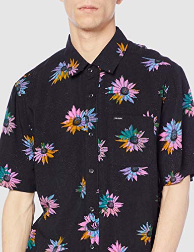 Volcom Pleasure Cruise Short Sleeve Button Down Shirt Camisa Abotonada, Negro, M para Hombre