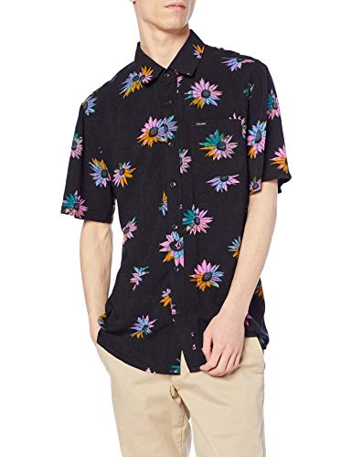 Volcom Pleasure Cruise Short Sleeve Button Down Shirt Camisa Abotonada, Negro, M para Hombre