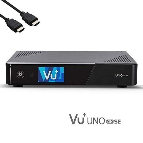 VU + UNO 4K SE - UHD HDR 1x DVB-S2 FBC Sat Twin Tuner E2 Linux Receiver YouTube, Satellite, CI + lector de tarjetas, reproductor multimedia, USB 3.0, cable HDMI EasyMouse y memoria WiFi de 150 Mbit