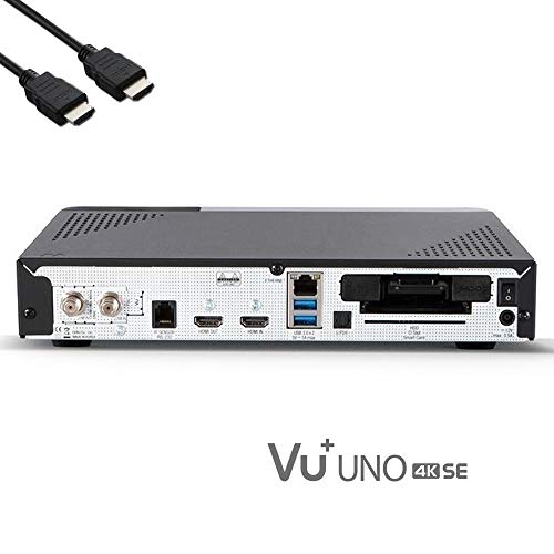 VU + UNO 4K SE - UHD HDR 1x DVB-S2 FBC Sat Twin Tuner E2 Linux Receiver YouTube, Satellite, CI + lector de tarjetas, reproductor multimedia, USB 3.0, cable HDMI EasyMouse y memoria WiFi de 150 Mbit
