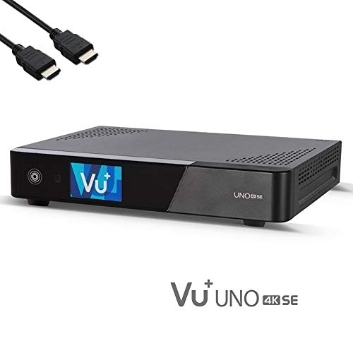 VU + UNO 4K SE - UHD HDR 1x DVB-S2 FBC Sat Twin Tuner E2 Linux Receiver YouTube, Satellite, CI + lector de tarjetas, reproductor multimedia, USB 3.0, cable HDMI EasyMouse y memoria WiFi de 150 Mbit