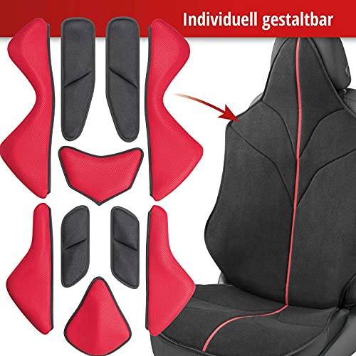 WALSER 13990 Cubierta de asiento de coche de carreras Cubierta de asiento de coche X-Race rojo negro