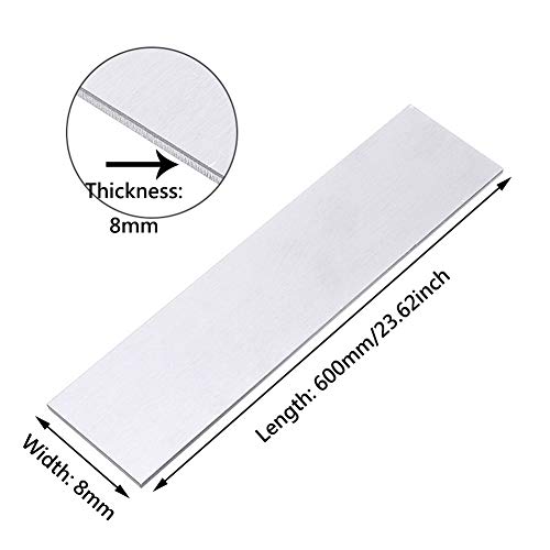 Wanggang 4pc T6061T6511 Barra Plana de Aluminio, 6061 Placa de propósito General, 600 mm de Longitud, T6511 Molino Stock, extruido,Thickness: 8mm