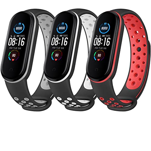 Wanme Correa Compatible con Xiaomi Mi Band 5 & Amazfit Band 5 & Xiaomi Mi Band 6, Pulseras Deportiva de Silicona Suave de Bicolor para Xiaomi Mi Band 5 / Amazfit Band 5 / Mi Band 6