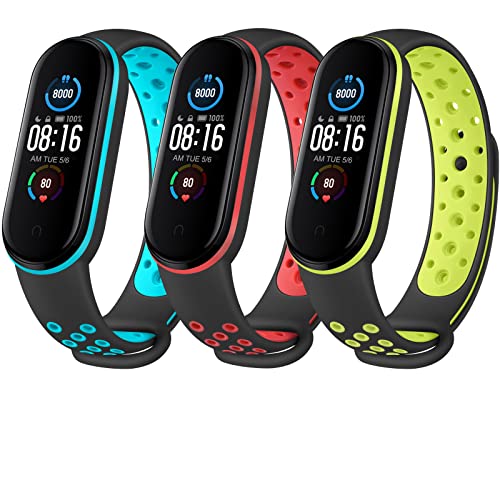 Wanme Correa Compatible con Xiaomi Mi Band 5 & Amazfit Band 5 & Xiaomi Mi Band 6, Pulseras Deportiva de Silicona Suave de Bicolor para Xiaomi Mi Band 5 / Amazfit Band 5 / Mi Band 6