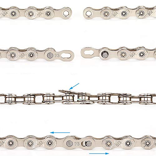 WASAGA Enlace perdido para bicicleta,3/5/10 pares de eslabones de cadena de bicicleta para cadena de 6/7/8/9/10/11/12 velocidades,juego de conectores de cadena de acero plateado y dorado reutilizables