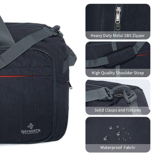 Waynorth 85L Bolsa de Viaje Plegable con Compartimento Bolsa de Deporte Impermeable Ligera Bolsa de Fin de Semana para Hombres Mujeres