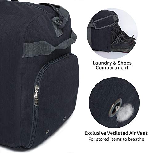 Waynorth 85L Bolsa de Viaje Plegable con Compartimento Bolsa de Deporte Impermeable Ligera Bolsa de Fin de Semana para Hombres Mujeres