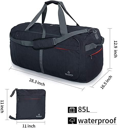 Waynorth 85L Bolsa de Viaje Plegable con Compartimento Bolsa de Deporte Impermeable Ligera Bolsa de Fin de Semana para Hombres Mujeres