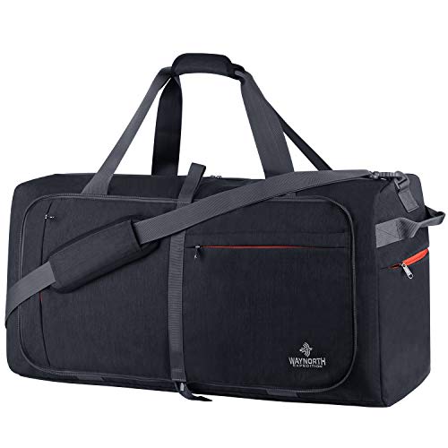 Waynorth 85L Bolsa de Viaje Plegable con Compartimento Bolsa de Deporte Impermeable Ligera Bolsa de Fin de Semana para Hombres Mujeres