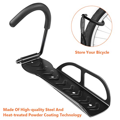 WBYJ 4 Soportes de Pared para Bicicletas, Ganchos para Colgar Bicicleta en la Pared Paquete, Soporta Hasta 30 kg Cada Uno, Soporte Vertical de Pared para Ahorrar Espacio en Garaje con Tornillos, Negro