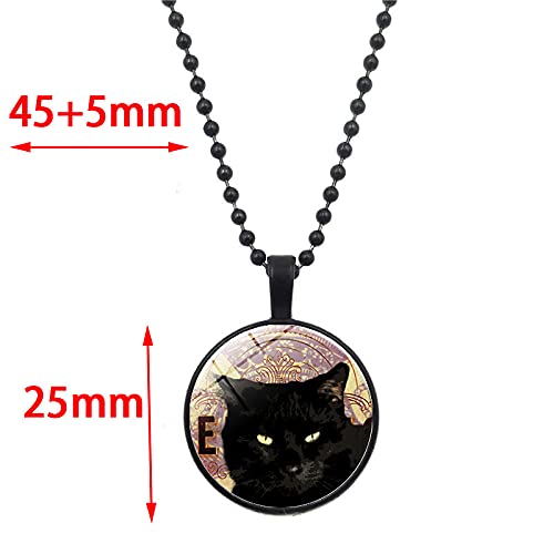 WDBUN Collar Colgante Joyas Accesorios Collar de Cadena de orbe de Tiempo de Gato Negro Collar de Colgante de aleación Retro Navidad cumpleaños Regalo(Imagen Personalizable)