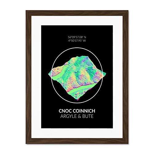 Wee Blue Coo Cnoc Coinnich Mountain Topography Argyll & Bute Large Art Print Poster Wall Decor 18x24 Inch Supplied Ready To Hang with Included Mount Brackets