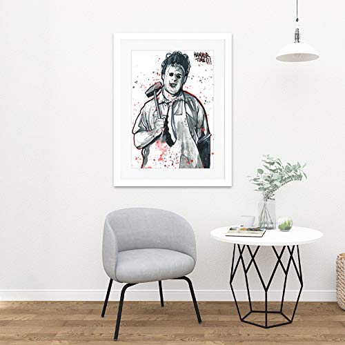 Wee Blue Coo Hammer Time Horror Leatherface Painting Large Art Print Poster Wall Decor 18x24 Inch Supplied Ready To Hang with Included Mount Brackets