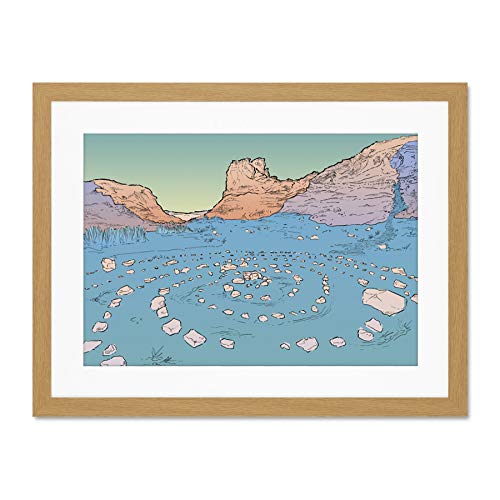 Wee Blue Coo Isle of Skye Fairy Glen Stone Circle Illustration Large Art Print Poster Wall Decor 18x24 Inch Supplied Ready To Hang with Included Mount Brackets