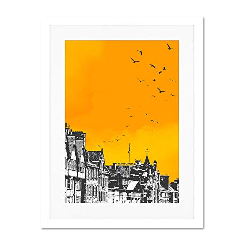 Wee Blue Coo Scottish Rooftop Birds Edinburgh Skyline Large Art Print Poster Wall Decor 18x24 Inch Supplied Ready To Hang with Included Mount Brackets