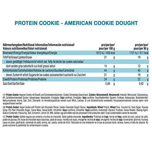 Weider- Protein Cookies- 12 x 90 g. Galleta de proteínas 100% vegana. American Cookie Dough