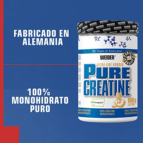 WEIDER Pure Creatine Powder, Creapure Creatine Monohydrate 600g para la fuerza y la potencia