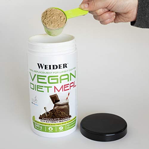 Weider-Vegan Diet Meal 540 Gr. Sutituto de comida 100% vegano.Sin gluten. Ideal para dieta. Chocolate