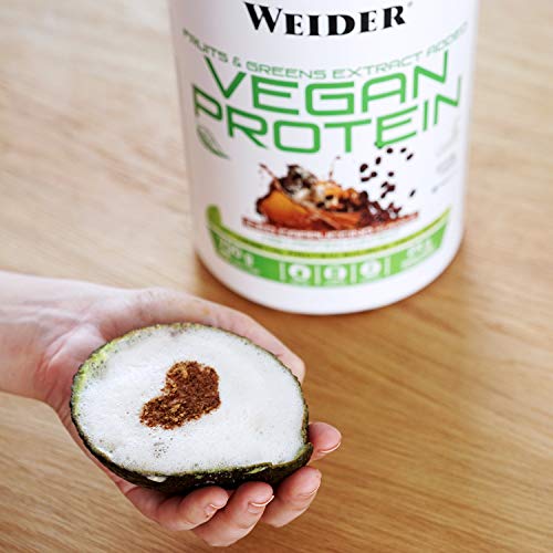 Weider-Vegan Protein- Proteína 100% vegetal de guisantes (PISANE) y arroz. Sin gluten. Sin lactosa. Sin aceite de palma (750 g). Sabor Capuccino