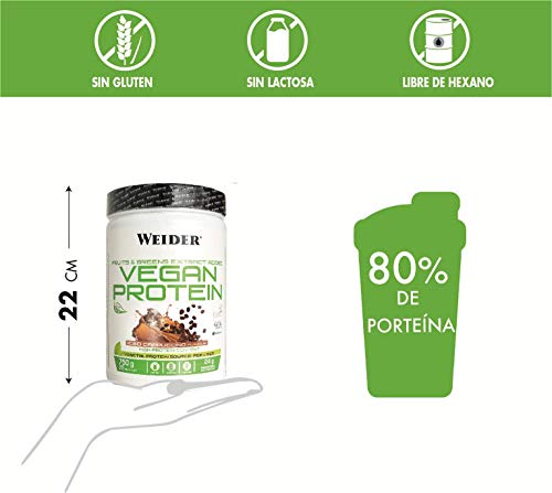 Weider-Vegan Protein- Proteína 100% vegetal de guisantes (PISANE) y arroz. Sin gluten. Sin lactosa. Sin aceite de palma (750 g). Sabor Capuccino