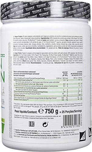 Weider-Vegan Protein- Proteína 100% vegetal de guisantes (PISANE) y arroz. Sin gluten. Sin lactosa. Sin aceite de palma (750 g). Sabor Frutos Rojos