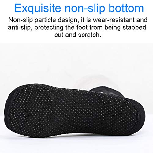 WELLPATH Calcetines de buceo de neopreno, 3mm Calcetines con aleta de agua ultra premium Trajes de neopreno térmico Calcetín antideslizante flexible para natación en la playa deportes (S, Negro)