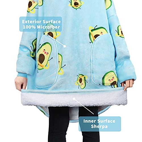 Wenlia Sherpa Hoodie Sudadera Manta para niñas, Manta Extragrande con Estampado Sherpa, Palta Sudadera con Capucha cálida, cómoda, usable, para niñas Mujeres Adolescentes