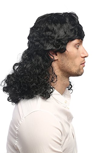 WIG ME UP- 60893-P103 Peluca Hombres Mujeres Carnaval Rizado mójol Estrella de Cine Cantante quinqui macarra Negro