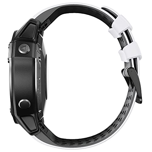 WIIKAI Compatible con Garmin Fenix 6X/6X Pro/5X/5X Plus/3/3HR Correas para Relojes, Correa de Pulsera de Reemplazo.(En Blanco y Negro)