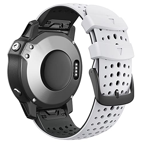 WIIKAI Compatible con Garmin Fenix 6X/6X Pro/5X/5X Plus/3/3HR Correas para Relojes, Correa de Pulsera de Reemplazo.(En Blanco y Negro)