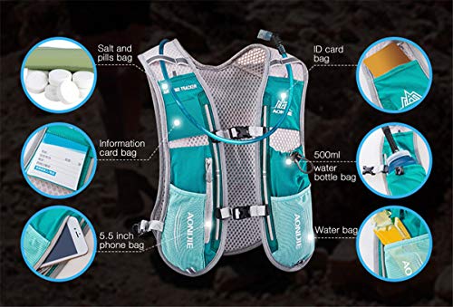 Win.Deeper Profesional Hombre Mujer 5L Chaleco de Hidratación Ligero Superior Mochila para Trail Running Ciclismo (Hellblue con cámara de Agua de 1,5 l)