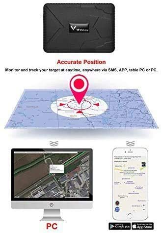 Winnes Localizador GPS para Coche , Rastreador GPS Vehículo en tiempo real Localizador tiempo espera 120 días GPS / A-GPS / LBS Localizadores 10000mAh batería TK915