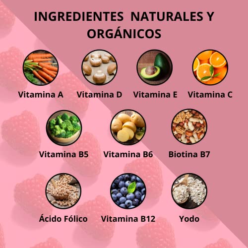 Wiohair Vitaminas para el Pelo, Piel y Uñas | Gominolas anticaída | Suplemento 8 vitaminas, Biotina y ácido fólico | Veganas y Cruelty Free | Sin gluten | Para hombres y Mujeres