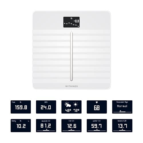 Withings Body Cardio: báscula inteligente con Wi-Fi con análisis de composición corporal, monitoreo de la salud cardíaca, edad vascular, IMC, grasa, masa muscular y ósea,% de agua - Blanca