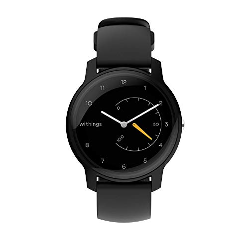 Withings Move Actividad-Seguimiento de Pasos, calorías y sueño-Reloj Resistente al Agua, GPS Conectado y cronómetro, Unisex-Adult, Black & Yellow - Silicone Wristband, 38mm