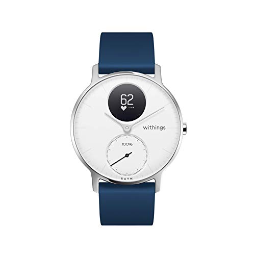 Withings Pulseras deportivas de silicona para los relojes ScanWatch, Steel HR, Steel HR Sport, Move ECG, Move y Steel, Azul oscuro - Hebilla plateada, Silicona 18 mm [Exclusiva Amazon]