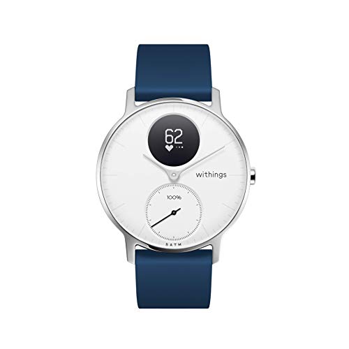 Withings Pulseras deportivas de silicona para los relojes ScanWatch, Steel HR, Steel HR Sport, Move ECG, Move y Steel, Azul oscuro - Hebilla plateada, Silicona 18 mm [Exclusiva Amazon]