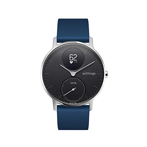 Withings Pulseras deportivas de silicona para los relojes ScanWatch, Steel HR, Steel HR Sport, Move ECG, Move y Steel, Azul oscuro - Hebilla plateada, Silicona 18 mm [Exclusiva Amazon]