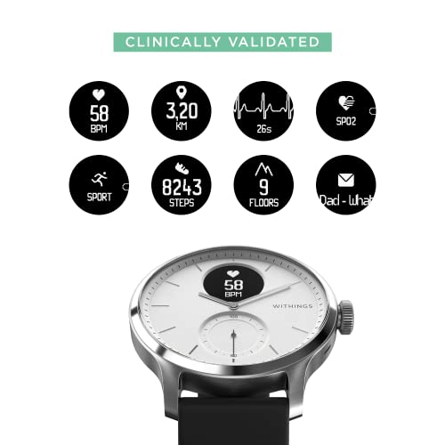 Withings ScanWatch - Reloj inteligente híbrido con ECG, tensiómetro y oxímetro, 38 mm, Blanco