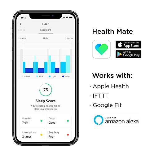 Withings Sleep Analyzer - Dispositivo de control del sueño, clínicamente probado, que se coloca bajo el colchón, detecta la apnea del sueño y analiza los ciclos del sueño