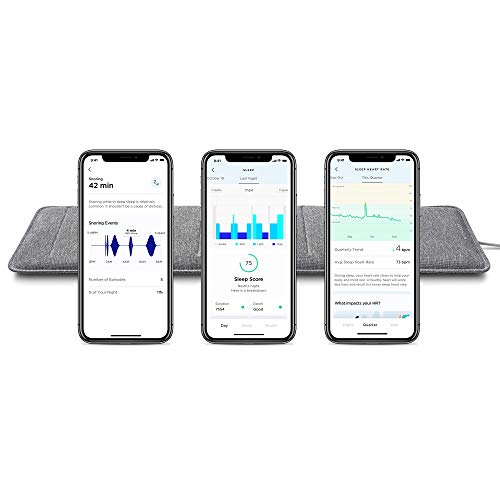 Withings Sleep Analyzer - Dispositivo de control del sueño, clínicamente probado, que se coloca bajo el colchón, detecta la apnea del sueño y analiza los ciclos del sueño